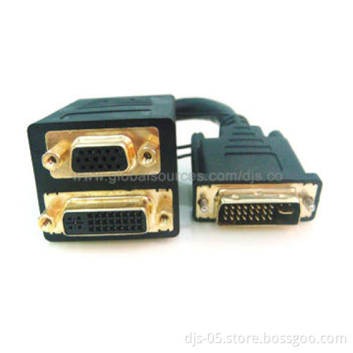 DVI 24+5 M to HD15 F/DVI 24+5 F Cable, Made of RoHS-compliant Material